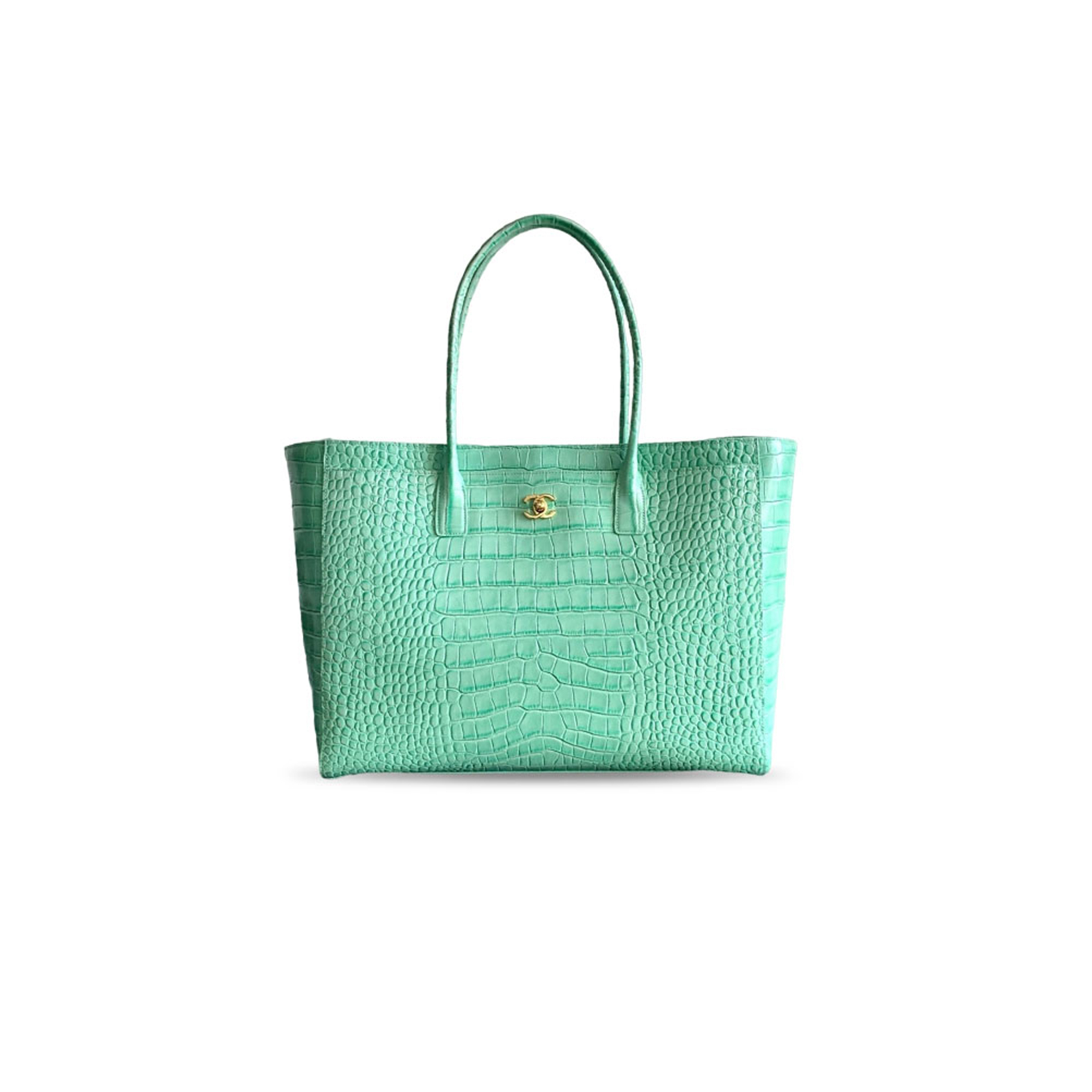 CHANEL MASTER LARGE CERF SHOPPING BAG CROCODILE EMBOSSED CALFSKIN GOLD HARDWARE AS6244 (47*31*15cm)